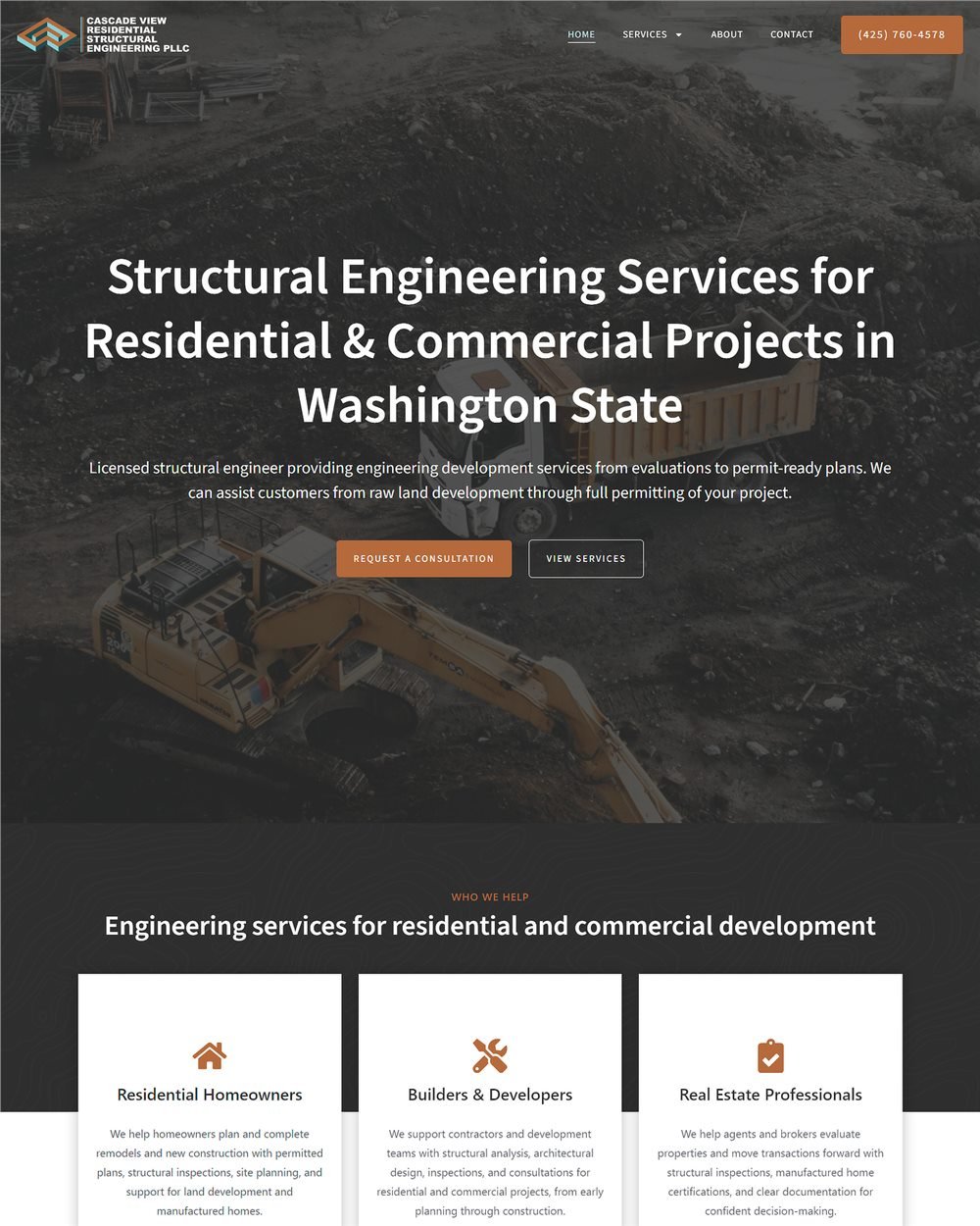 Cascade View Residential Structural Engineering homepage design